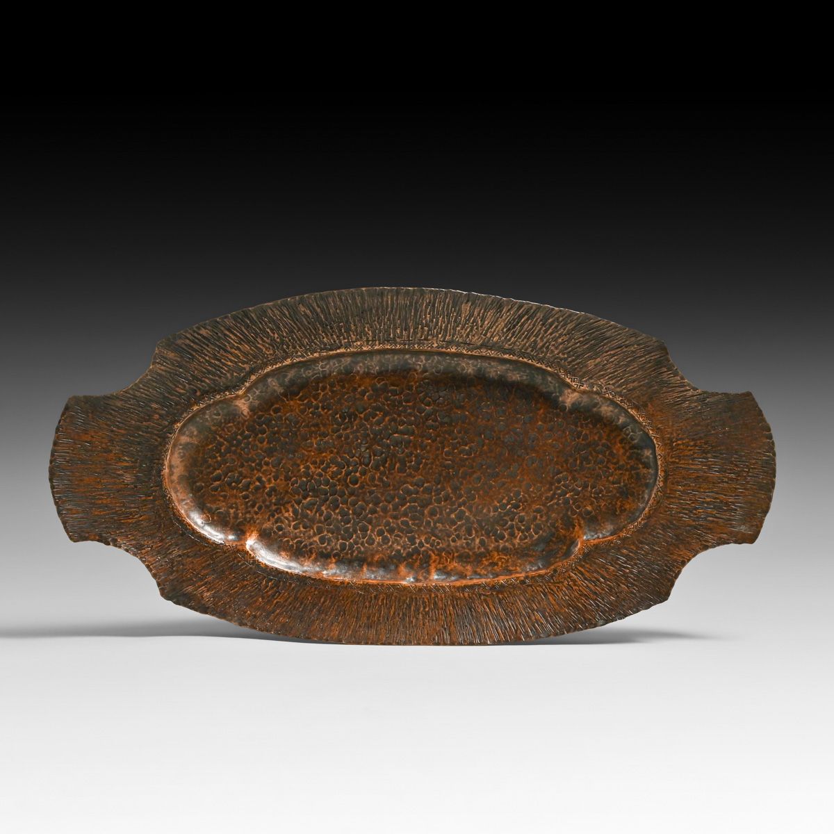 Arts & Crafts Period Radial Hammered Copper Tray c1910