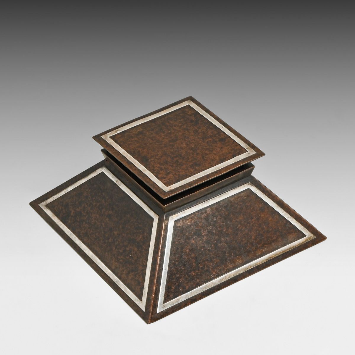Heintz #1034 Sterling on Bronze Inkwell c1915