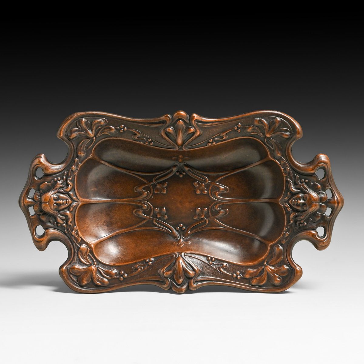 WMF - German Art Nouveau Repousse Copper Tray c1905