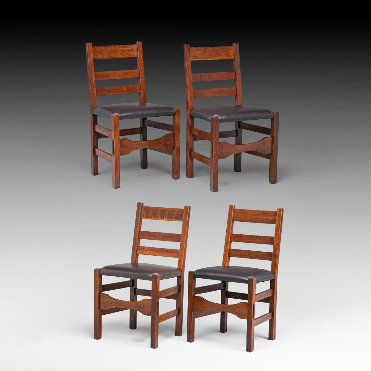 Stickley Brothers Oak Ladderback Dining Chairs c1905