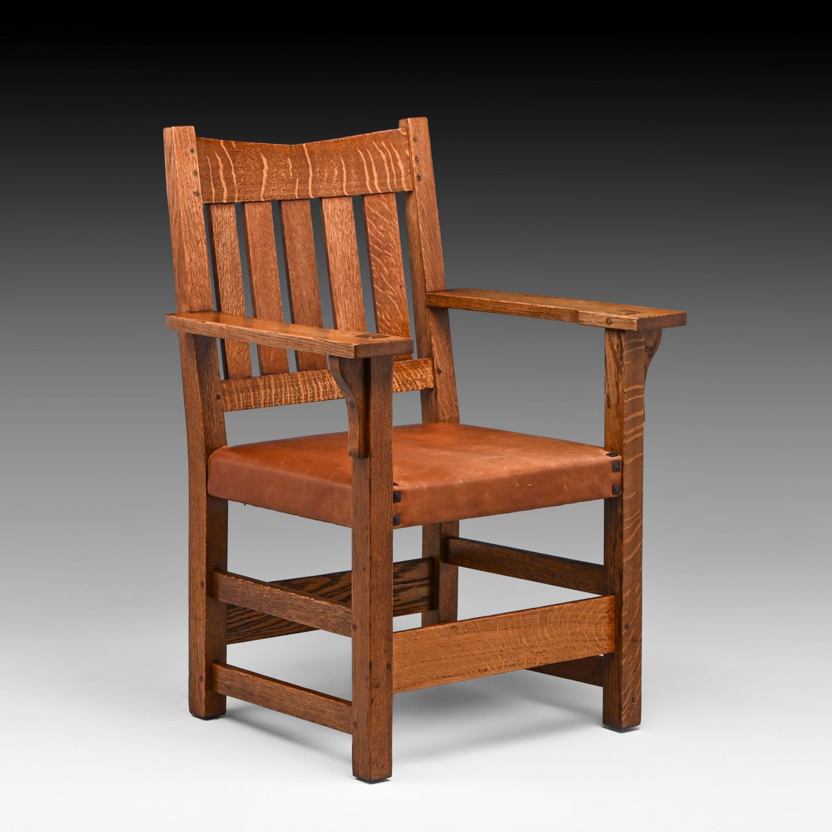 Gustav Stickley V-Back Armchair c1910
