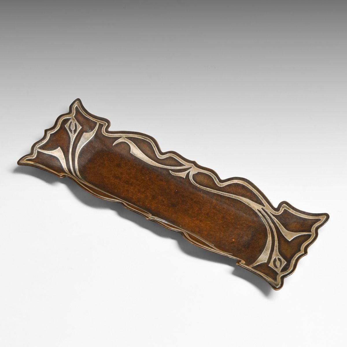 Early Heintz Sterling on Bronze Pen Tray c1910