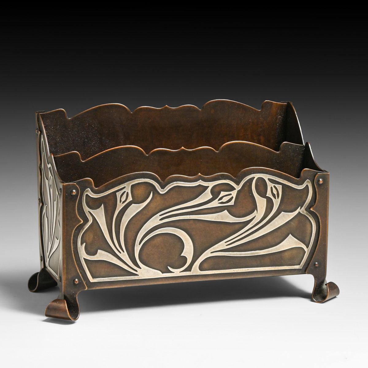 Early Heintz Sterling on Bronze Letter Rack c1910