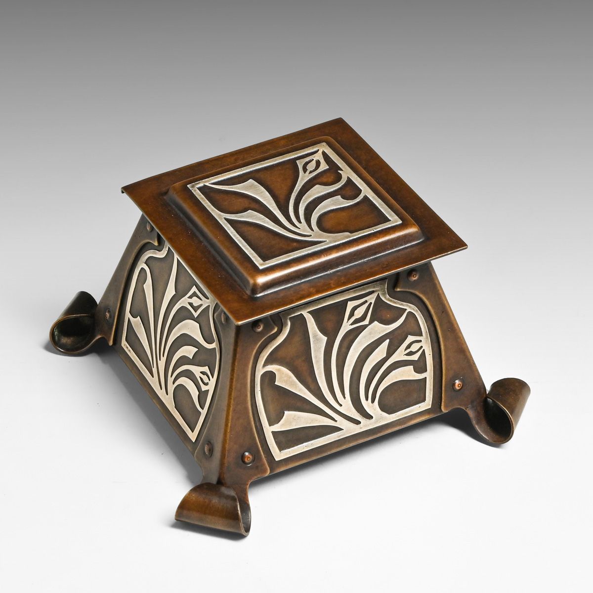 Early Heintz Sterling on Bronze Inkwell c1910