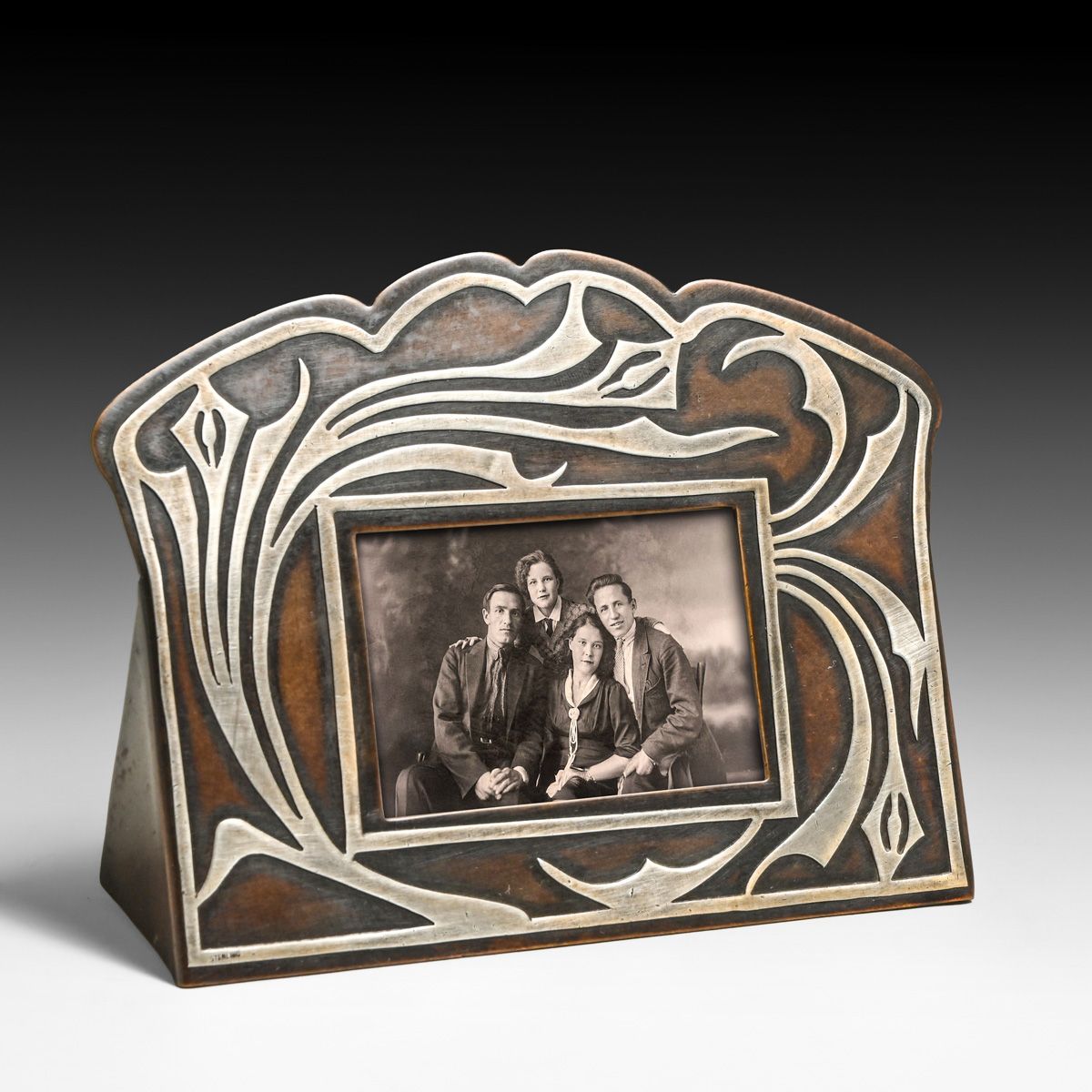 Early Heintz Sterling on Bronze Picture Frame/Calendar c1910