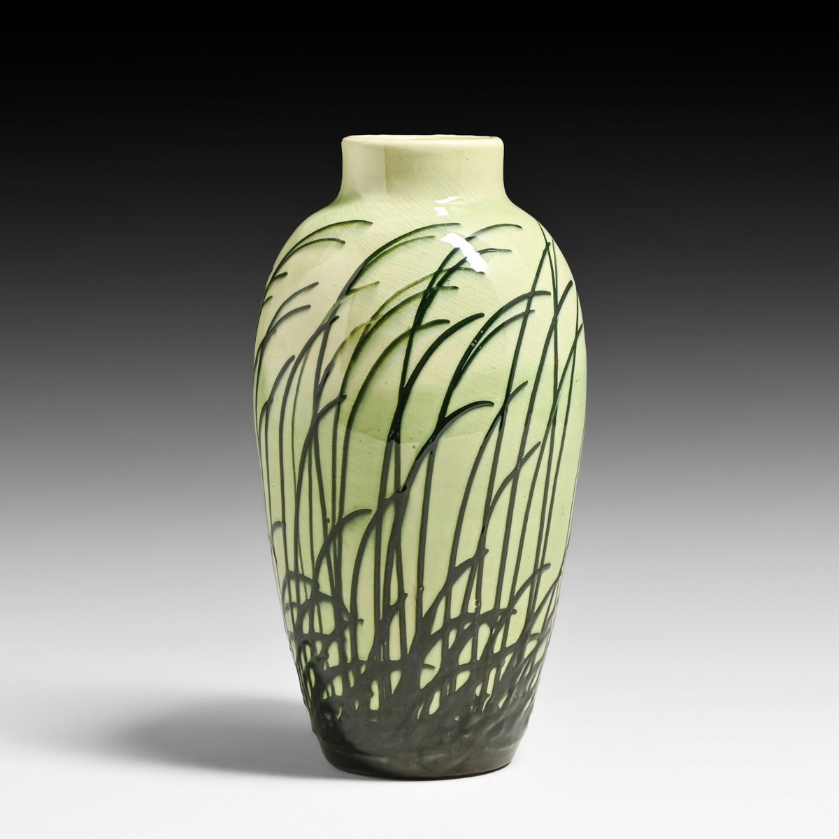 Prof. Max Laeuger - German Art Nouveau Grass Blades Decorated Vase c1900