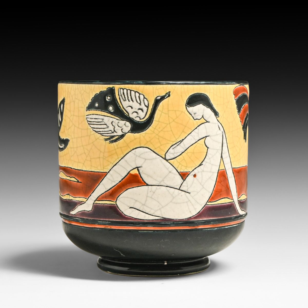 Longwy & Atelier Primavera French Art Deco "Baigneuses" (Bathers) Vase c1925