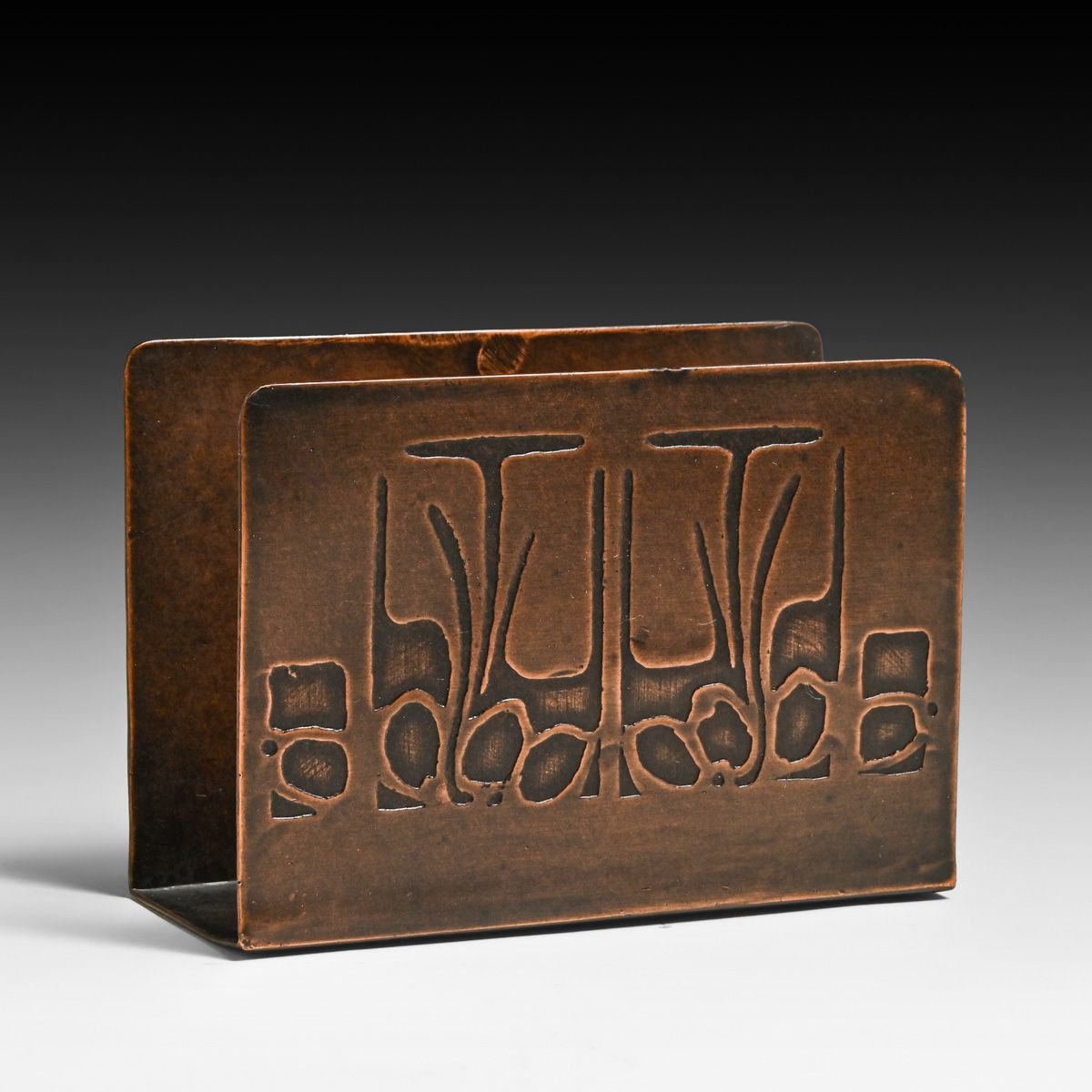 Minneapolis Handicraft Guild Acid-Etched Copper Letter Rack c1910