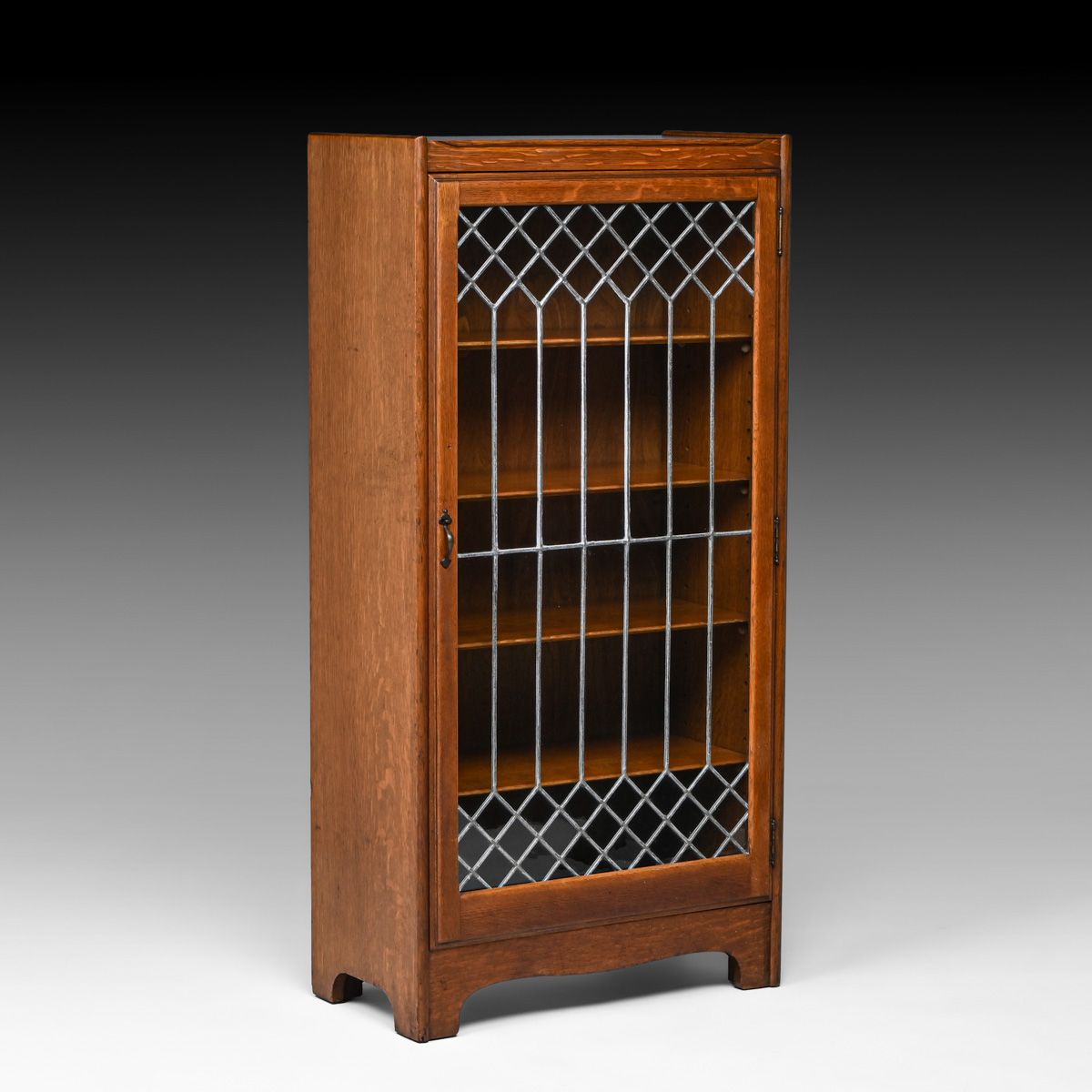 Grand Rapids Oak One-Door Leaded Glass Bookcase c1910