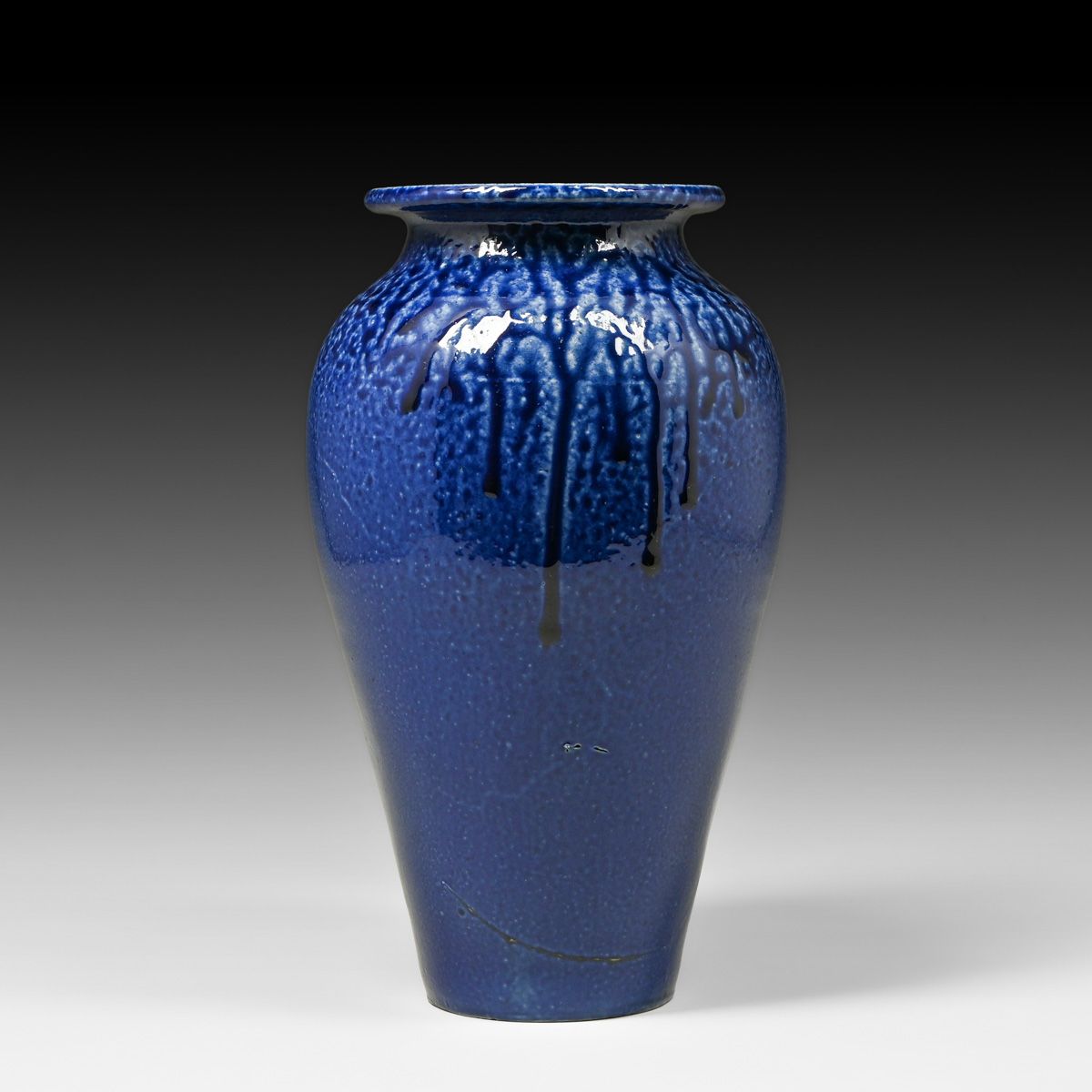 Auman Pottery – Seagrove, NC C.B. Masten Cobalt Drip Glazed Vase c1930s
