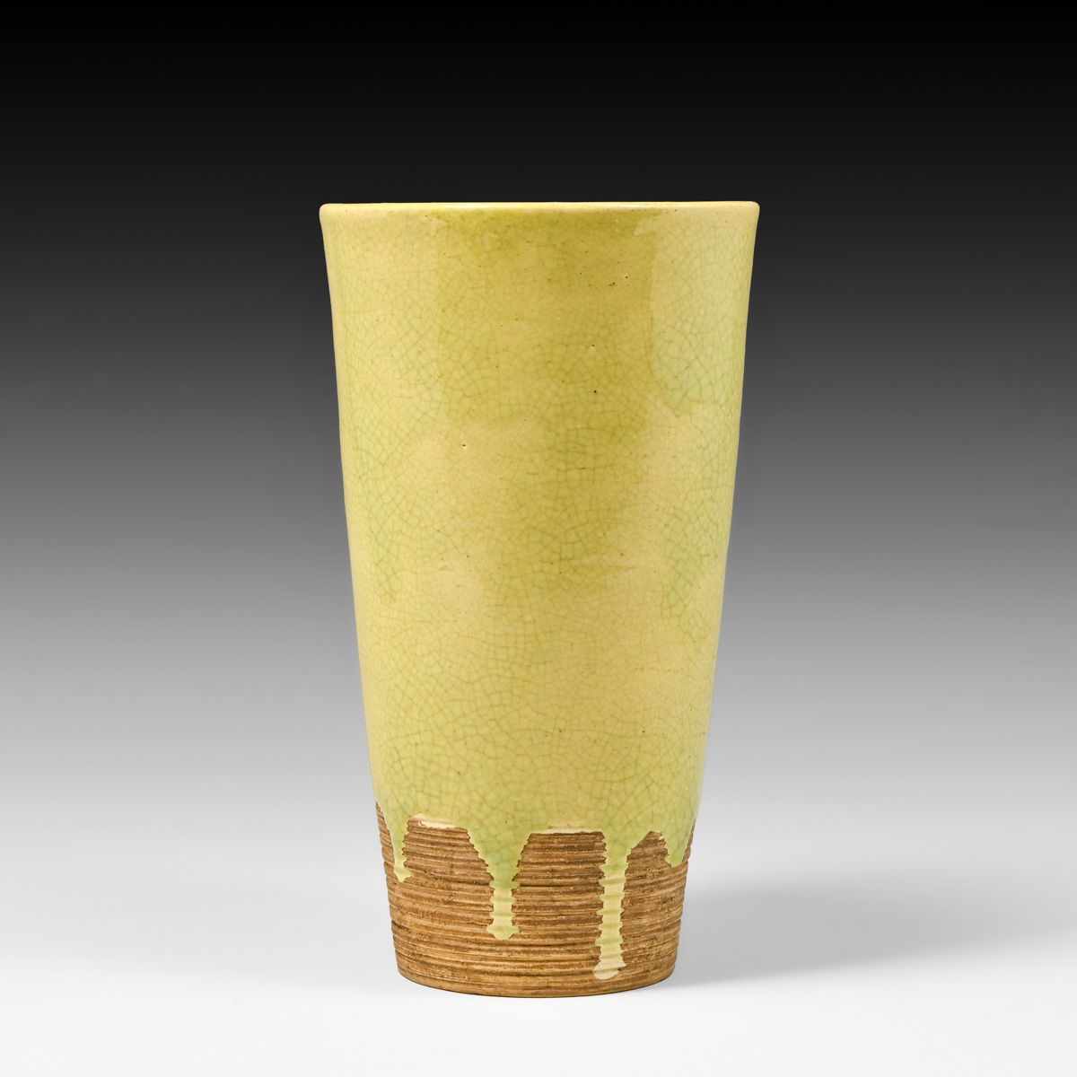 Esther S. Baldwin - San Francisco Yellow Crackleware Drip Vase c1930s