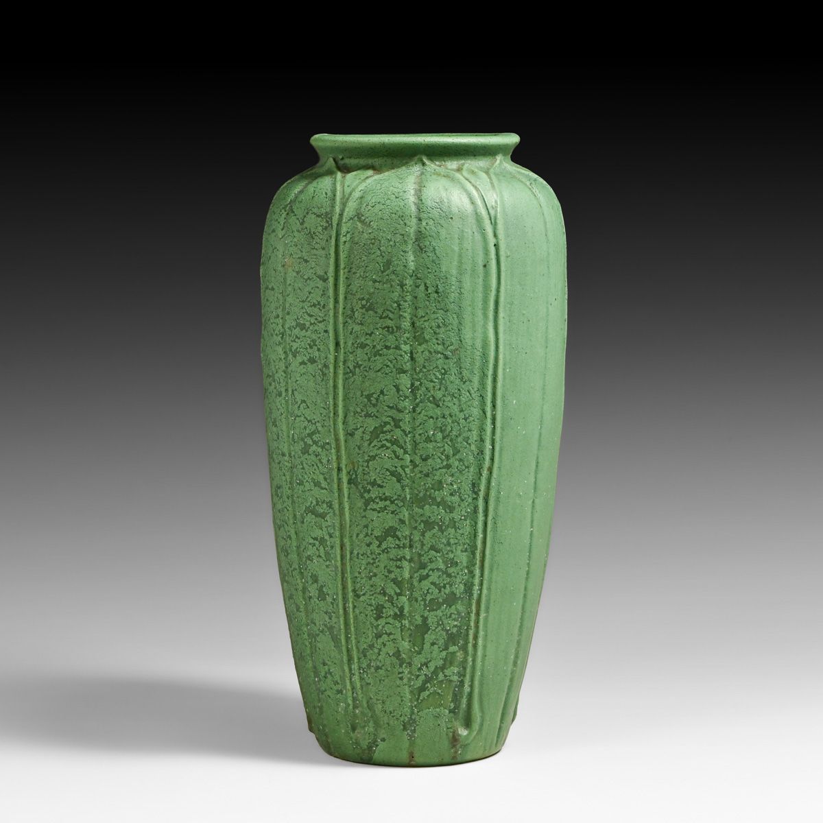 Wheatley Pottery 14" Matte Green Vase c1910