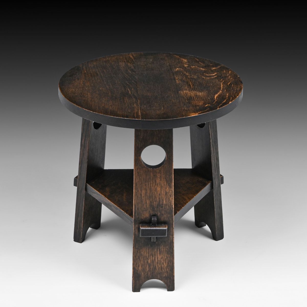 Early Stickley Brothers Circle Cutout Taboret c1905
