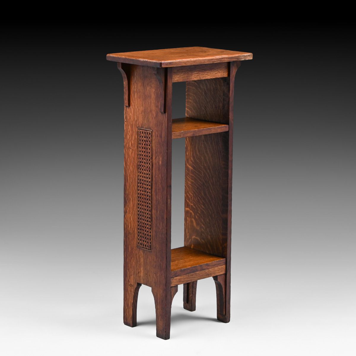 Limbert #602 Oak Cane-Sided Small Magazine Stand c1910