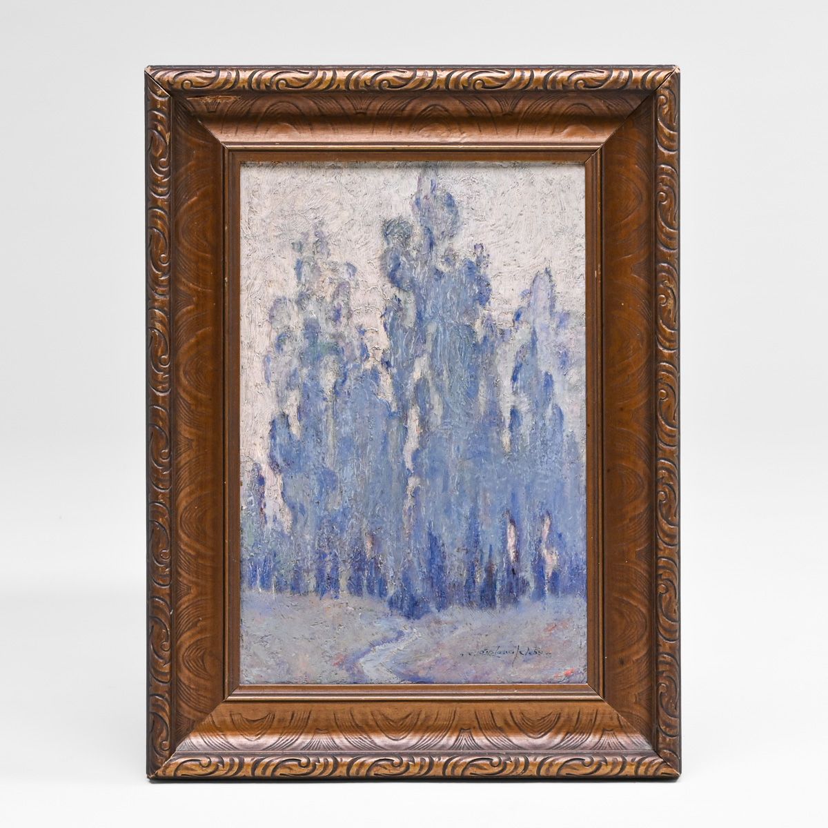 Constance Mabel Easley Peters (AMERICAN, 1878–1939) California Tonalist Painting: Eucalyptus in the Mist c1910s