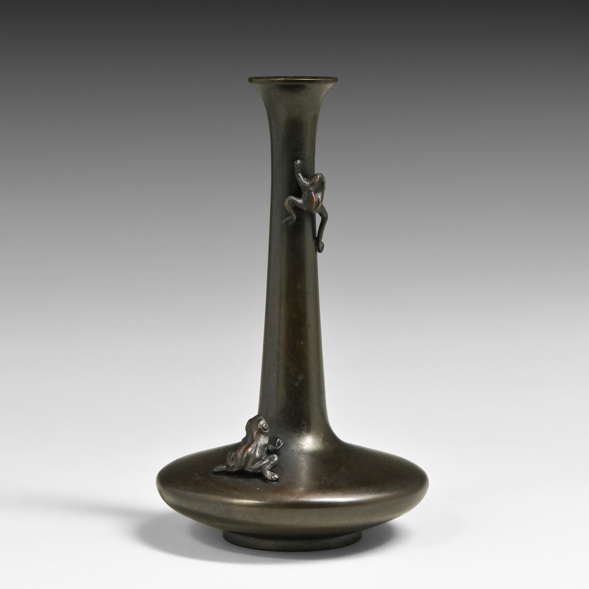 Japanese Meiji Period Patinated Bronze Garlic-Mouth Bud Vase c1900s