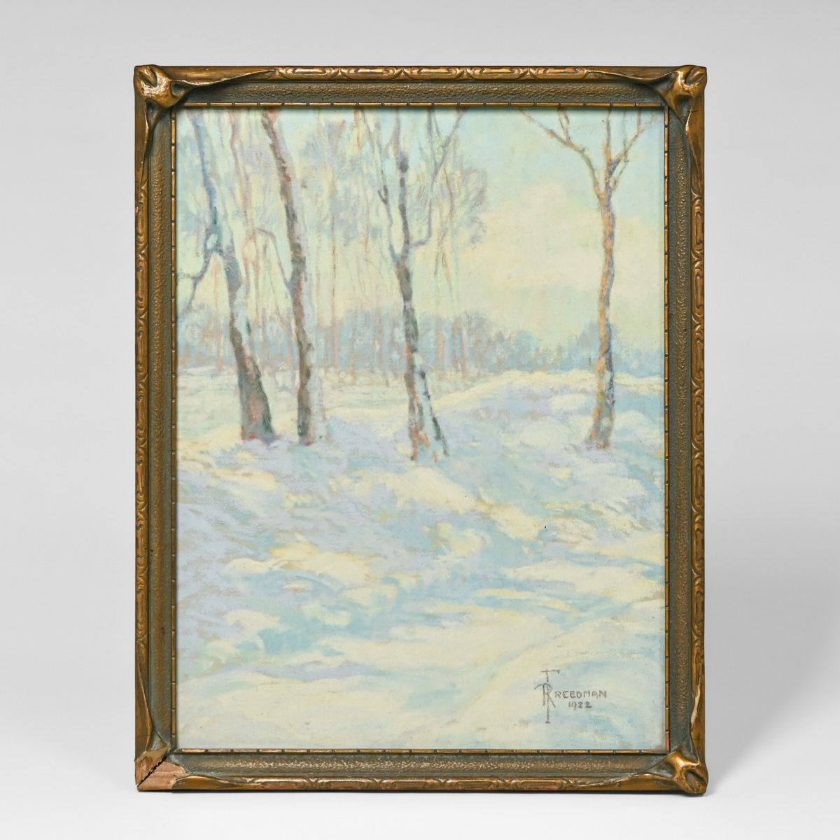 Ruth Freedman - Seattle Pastel: Birch Trees in Snow c1920s