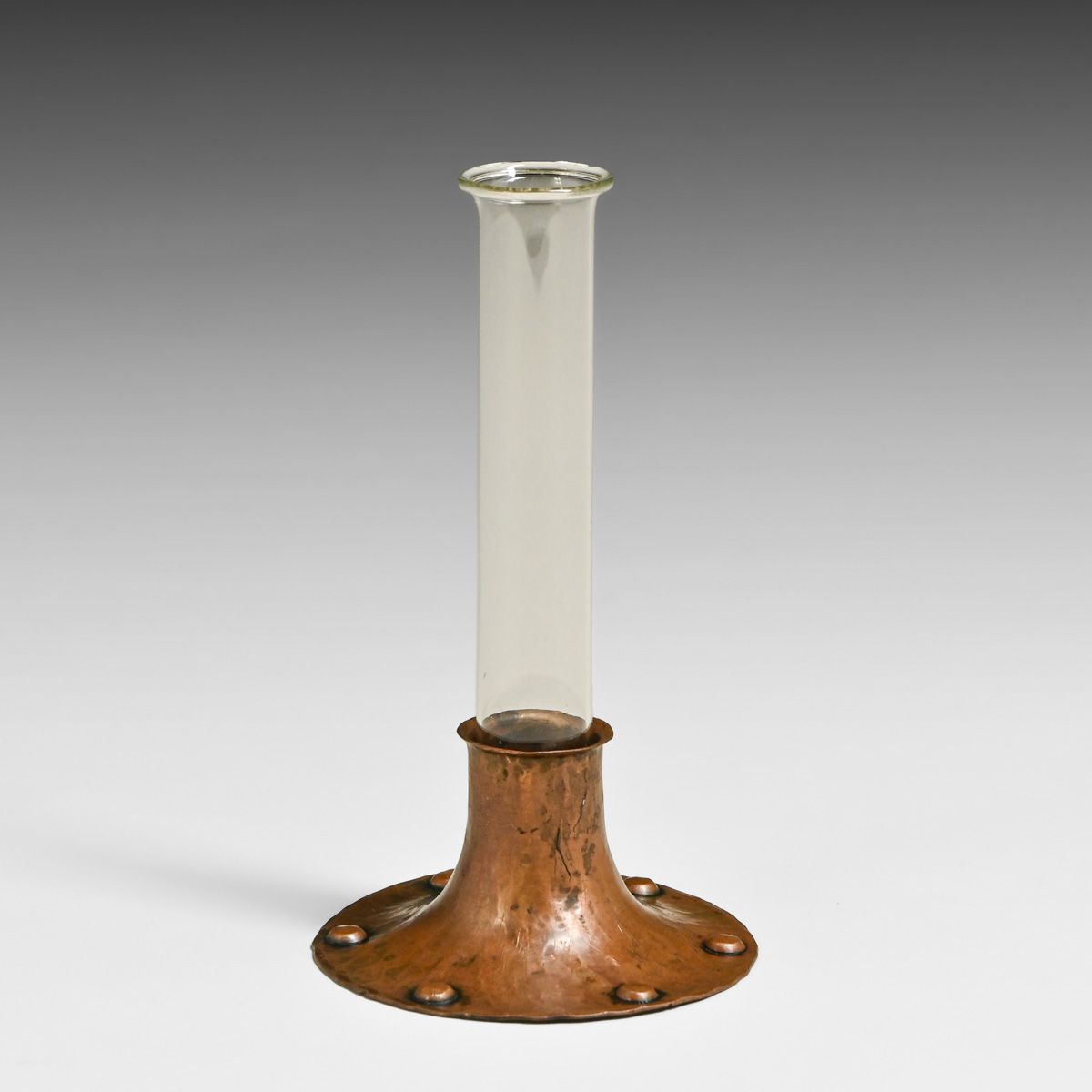 Roycroft  Small Hammered Copper Riveted Bud Vase c1910s