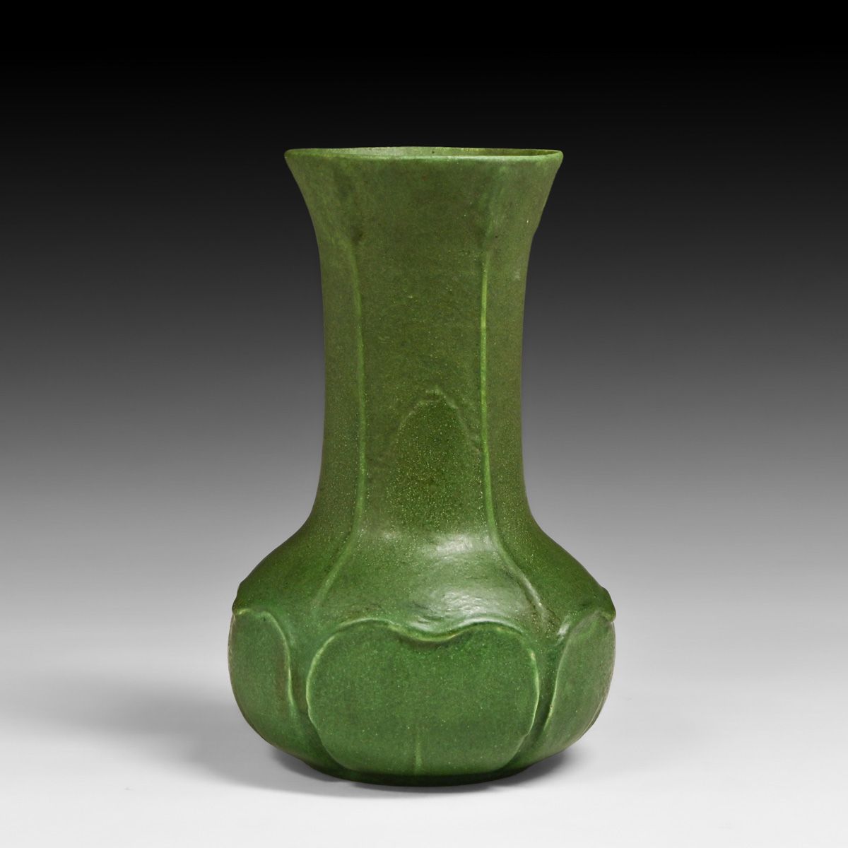 Grueby Faience Matte Green Tooled & Leaf Vase c1900-1904
