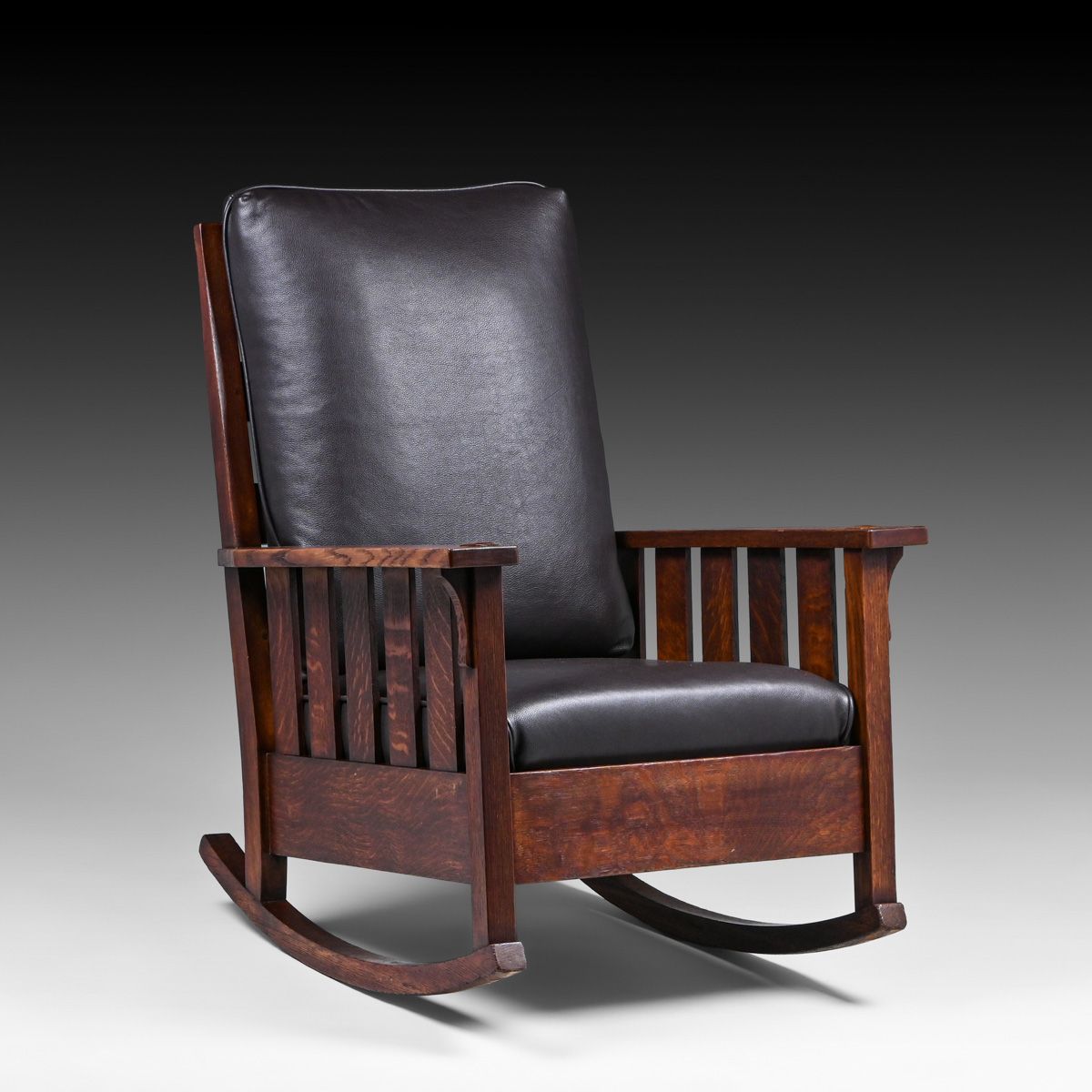 Gustav Stickley #323 Oak Slatted Rocker c1910
