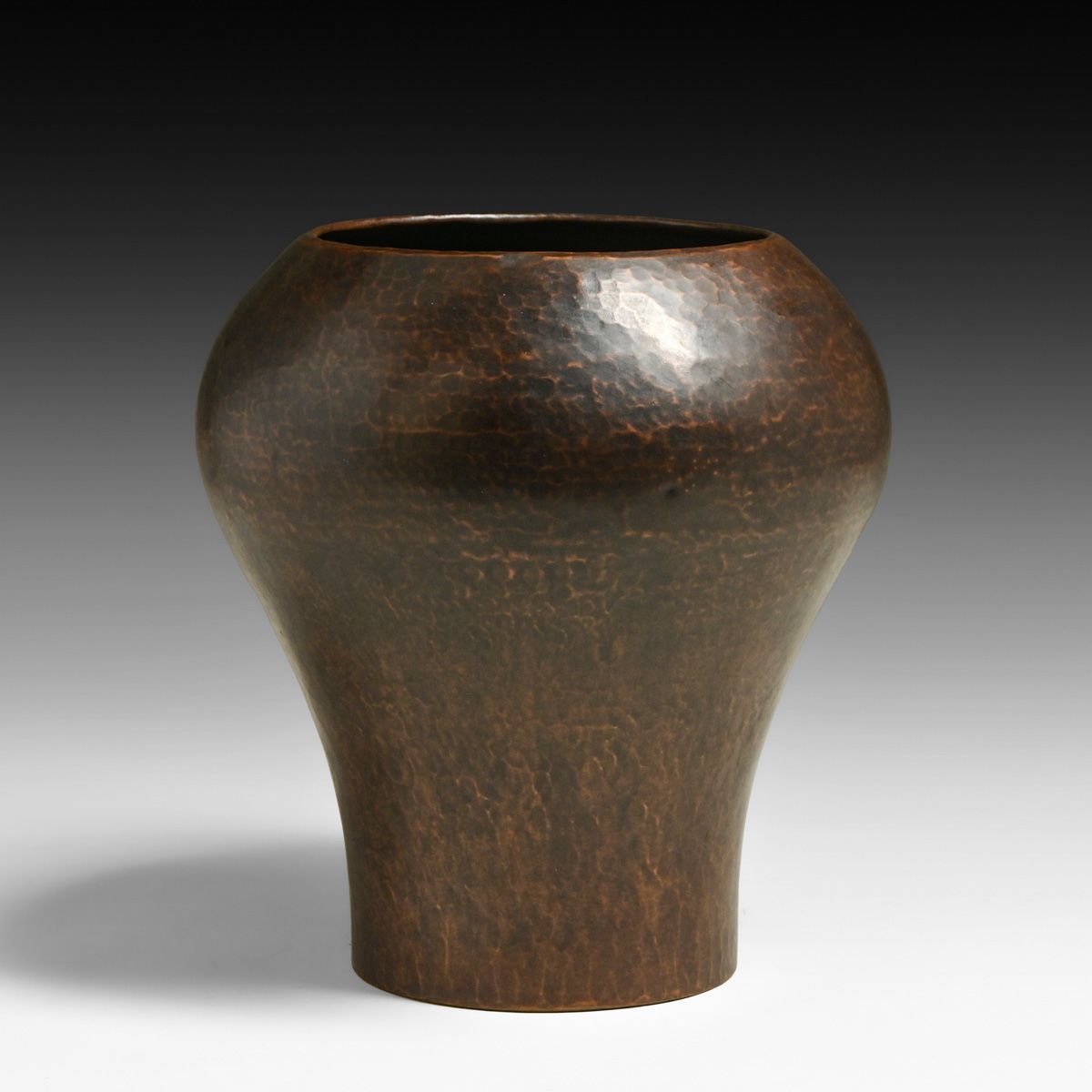 Early & Unusual Dirk van Erp Hammered Copper Inverted-Ovoid Vase c1911-1912