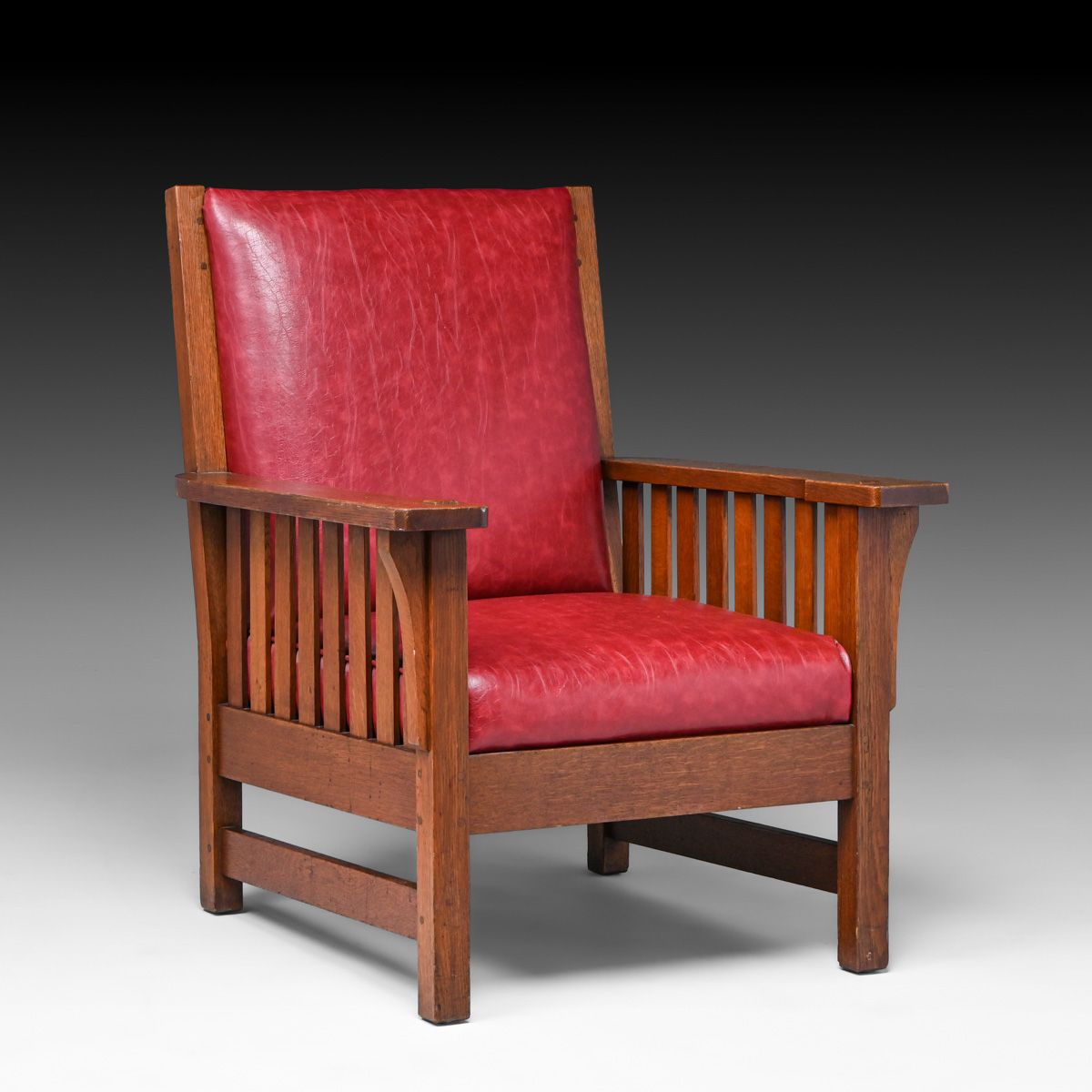 L&JG Stickley Oak Slatted Armchair c1910