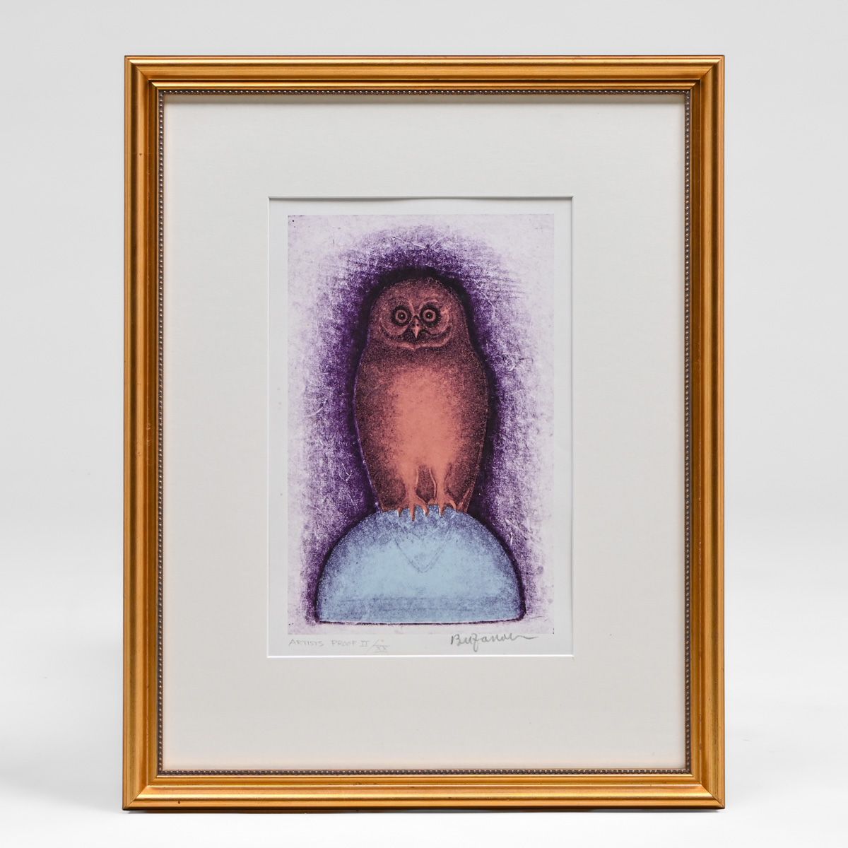 Beniamino Bufano (1898–1970) Iconic Art Deco Owl Artist Proof Lithograph c1960s
