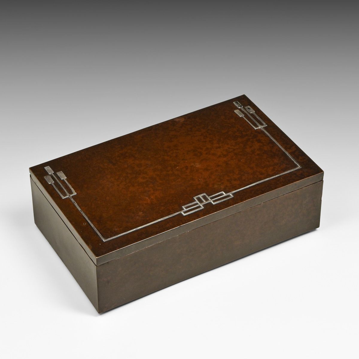Heintz #4090 Sterling on Bronze Cigar Box c1915