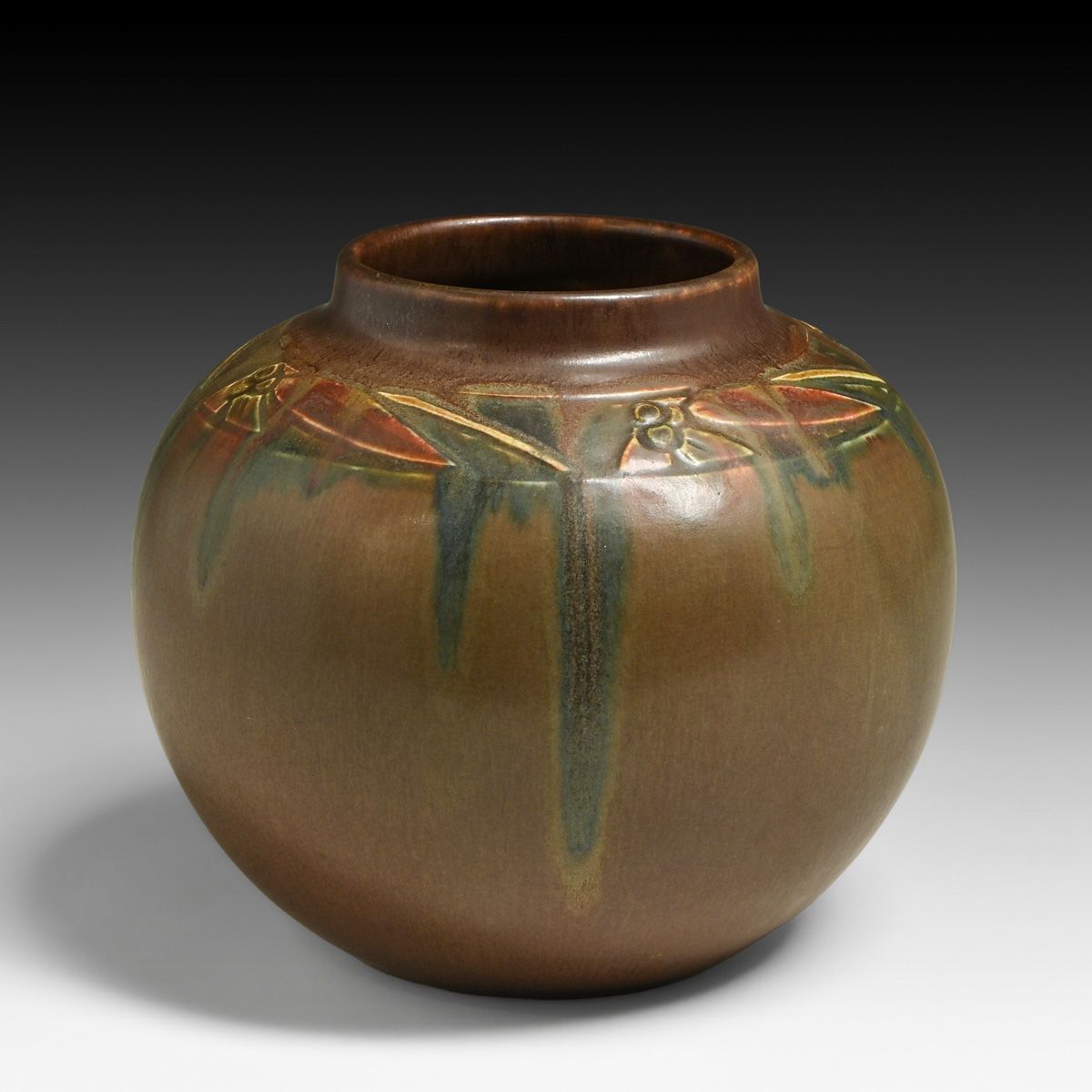 Rookwood Pottery Charles S. Todd Hand-Carved Bulbous Vase 1915