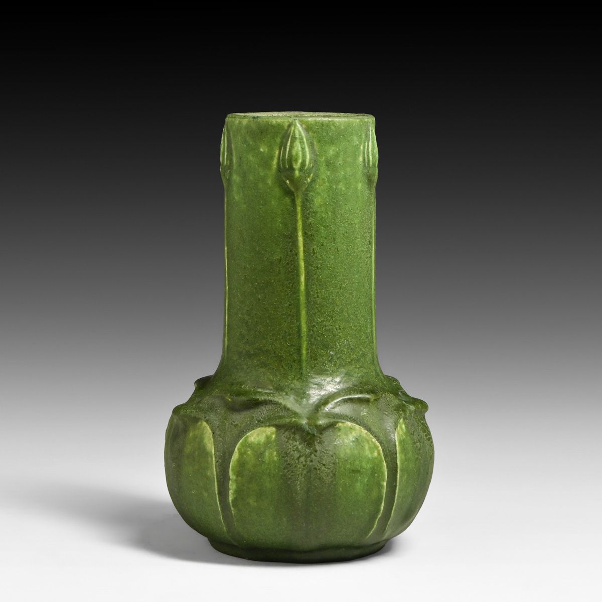 Grueby Pottery Matte Green Buds & Leaves Vase c1905