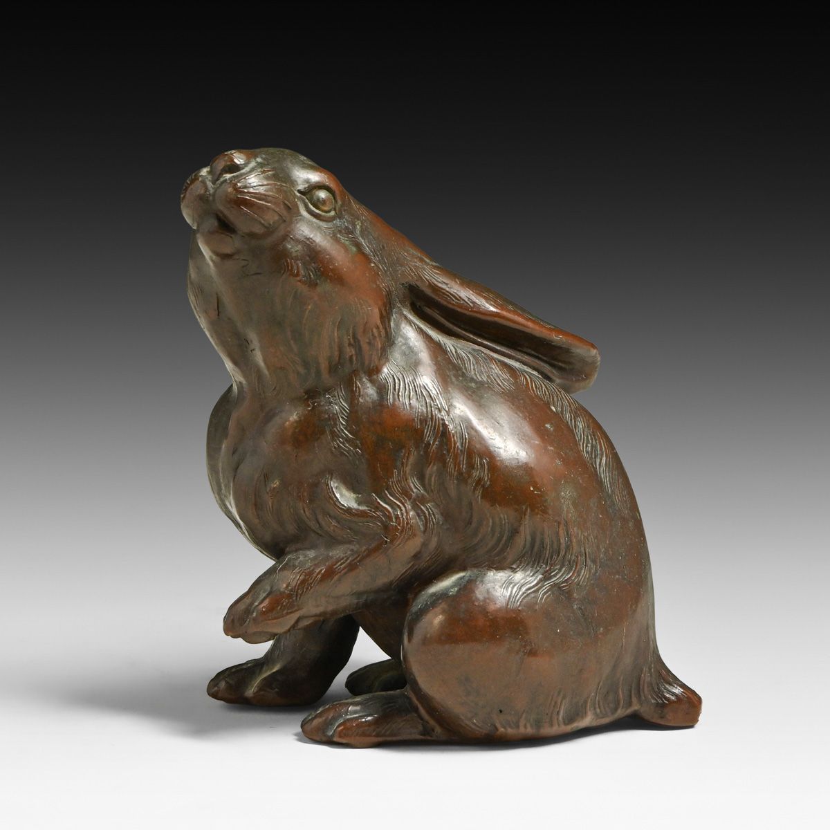 Japanese Arts & Crafts Bronze Patinated Rabbit c1950s