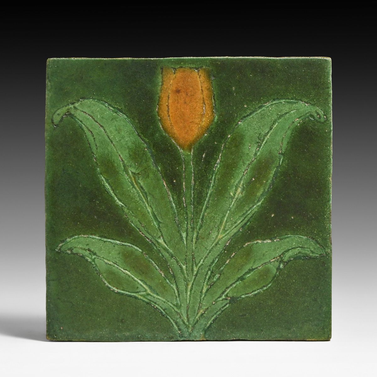 Grueby Faience Co - Boston Tulip Tile c1905