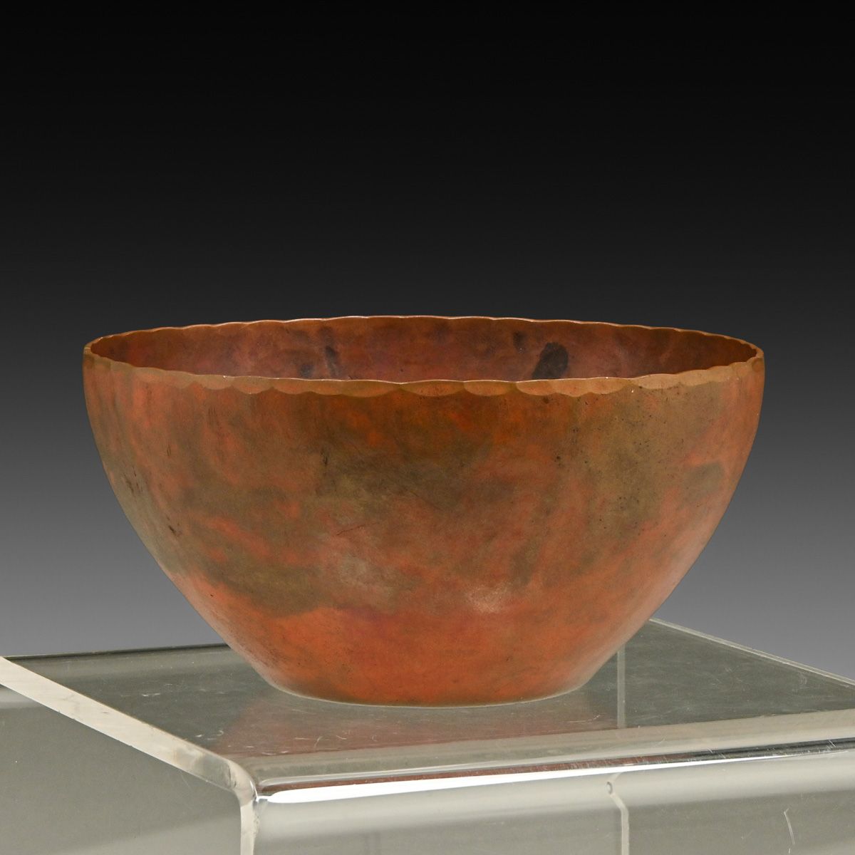Harry St John Dixon - San Francisco Hand Hammered Copper Scalloped Bowl c1925