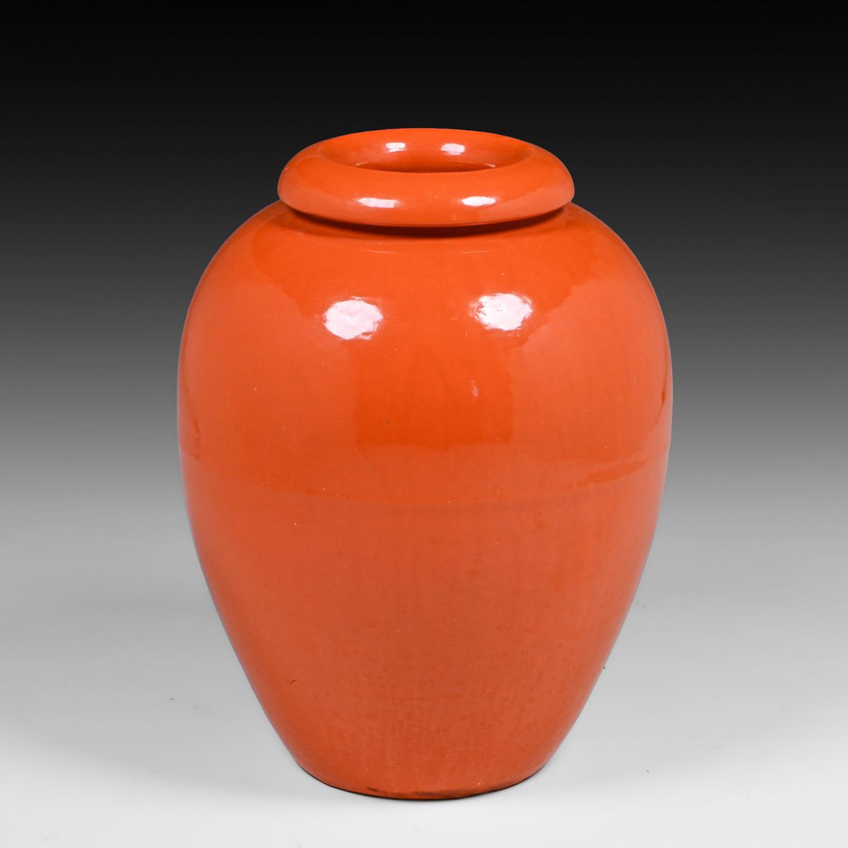 Large Bauer Pottery Uranium Orange Oil Jar Floor Vase c1930