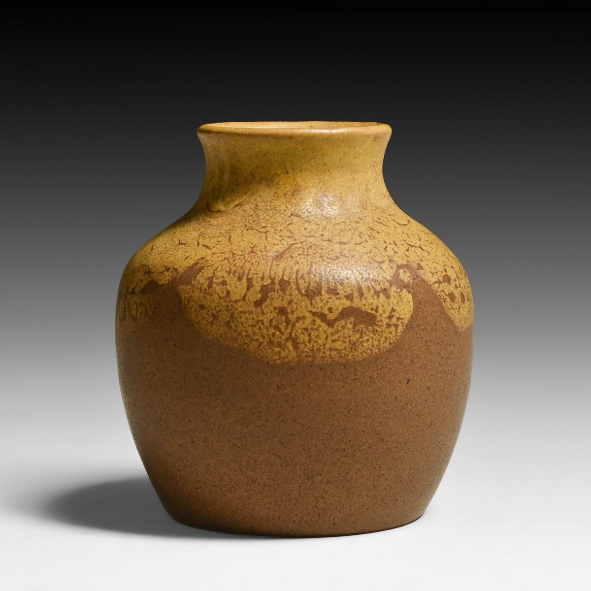 Walrath Pottery Curdled Matte Mustard Vase c1910-1915
