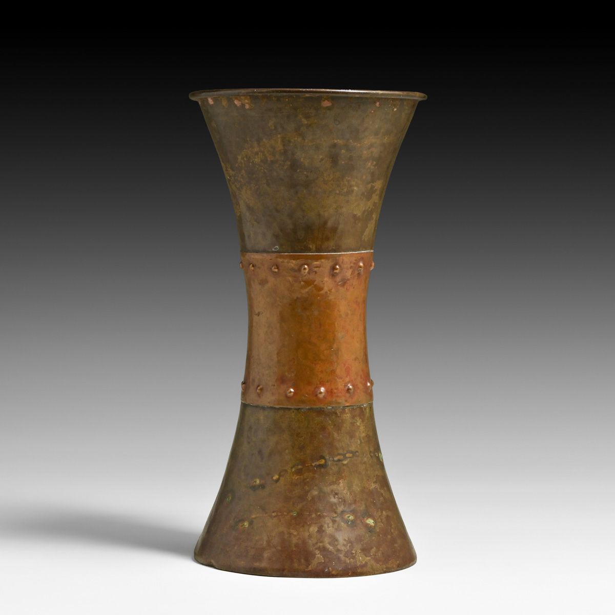 Grand Rapids Hammered Copper & Brass Riveted Vase c1910