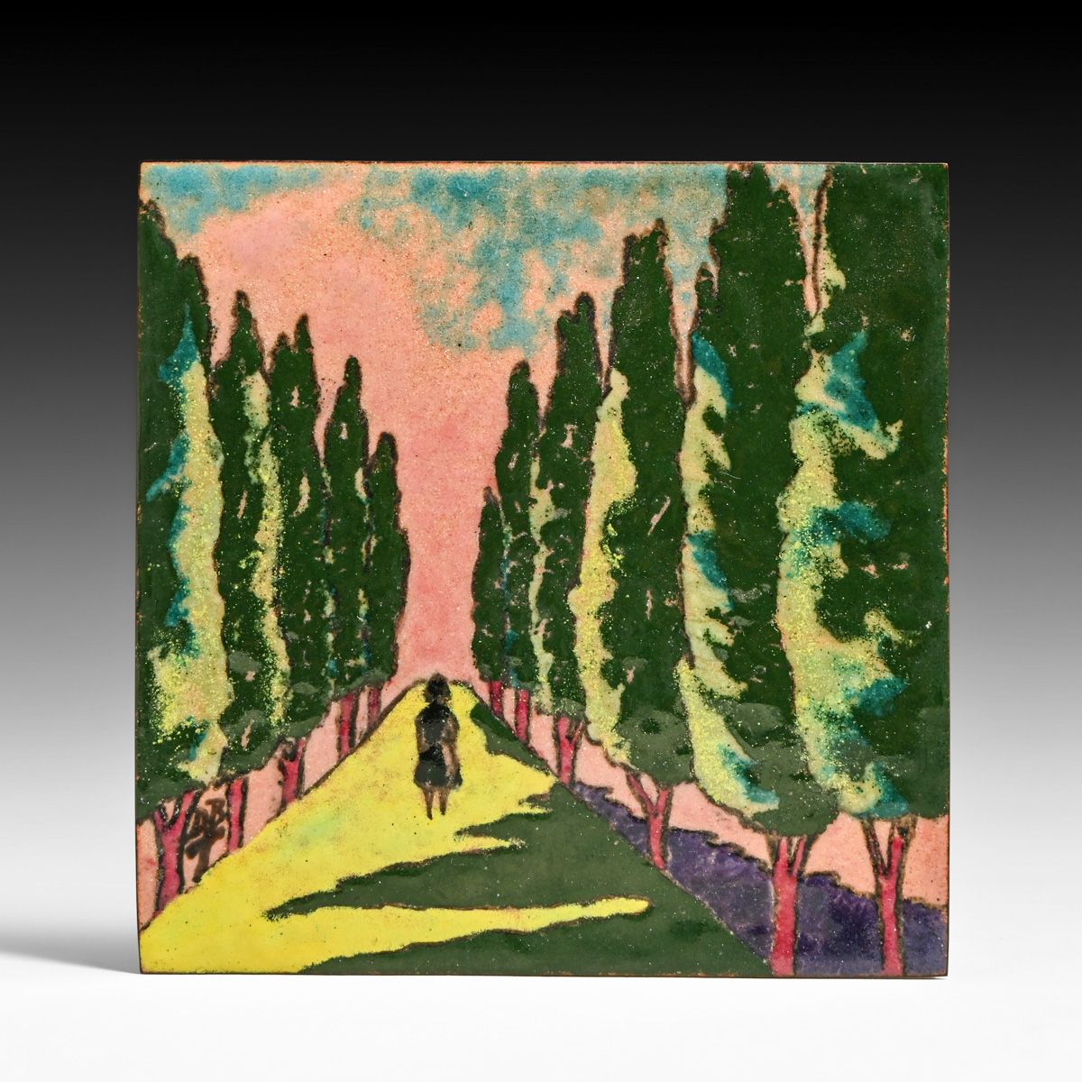 Arthur Wesley Dow Inspired Enamel Plaque c1920s