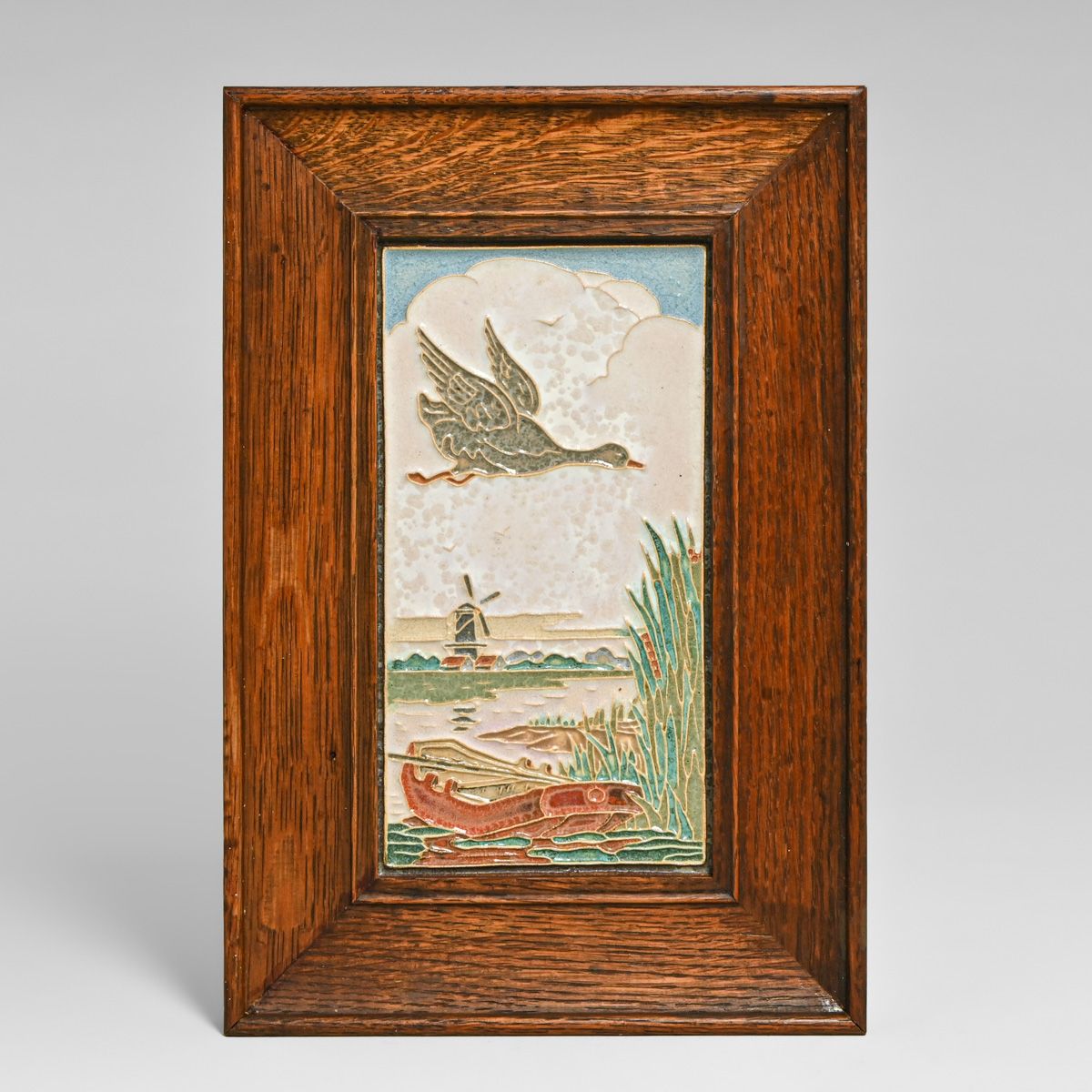 Deflt Windmill & Flying Goose Tile 1913