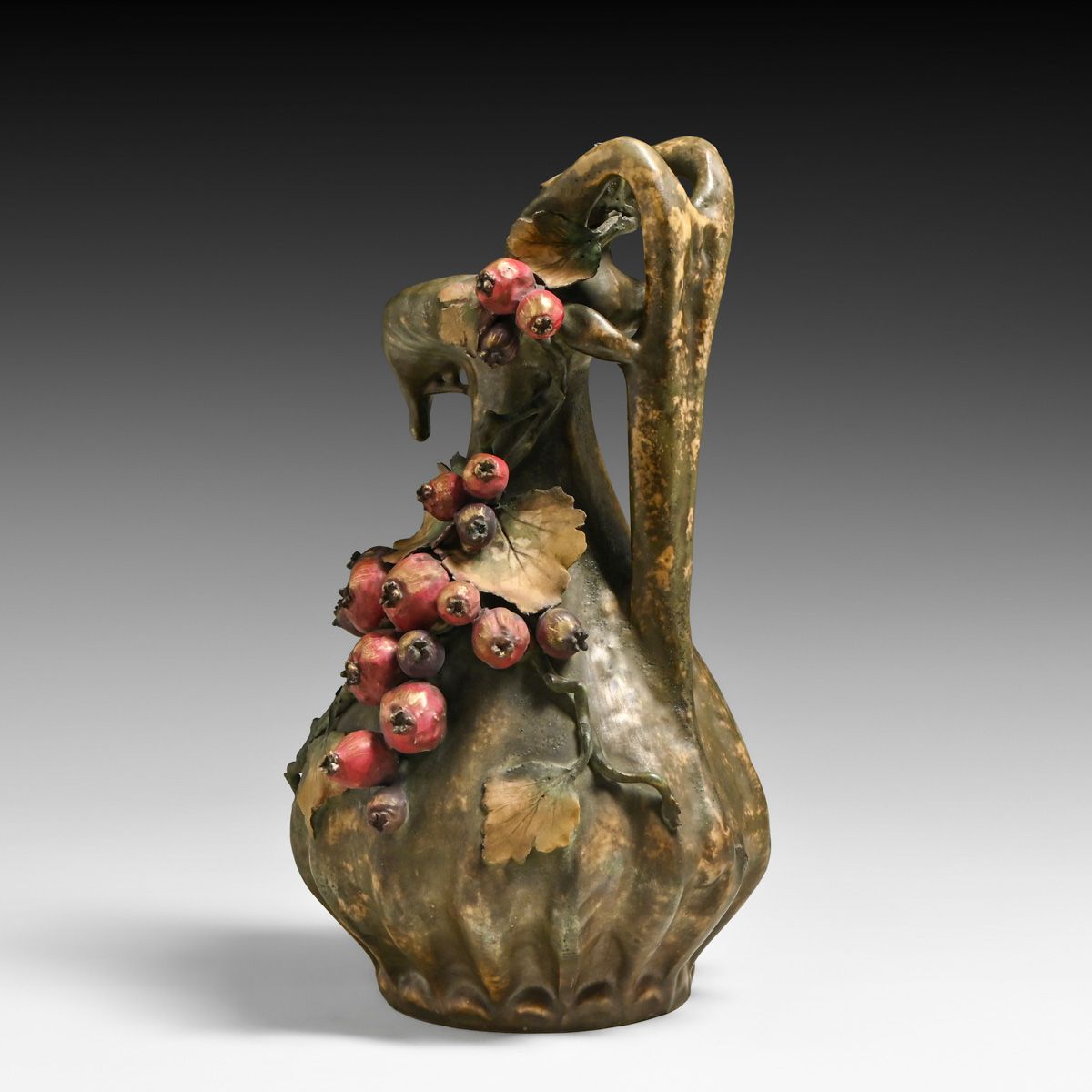 Amphora Teplitz Matte Porcelain Pomegranate Ewer c1900