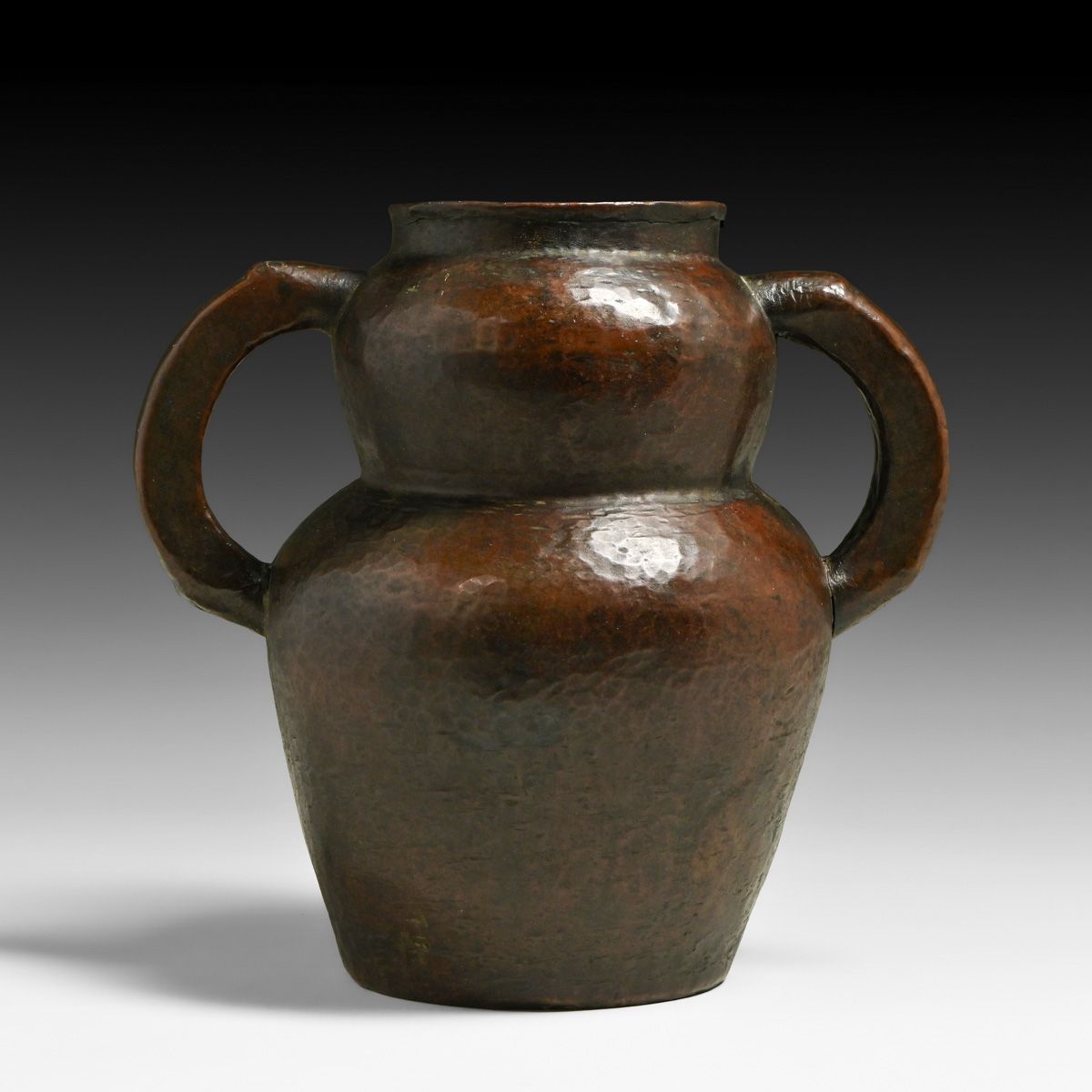 Stickley Brothers #2 Hammered Copper Two-Handled Vase c1910