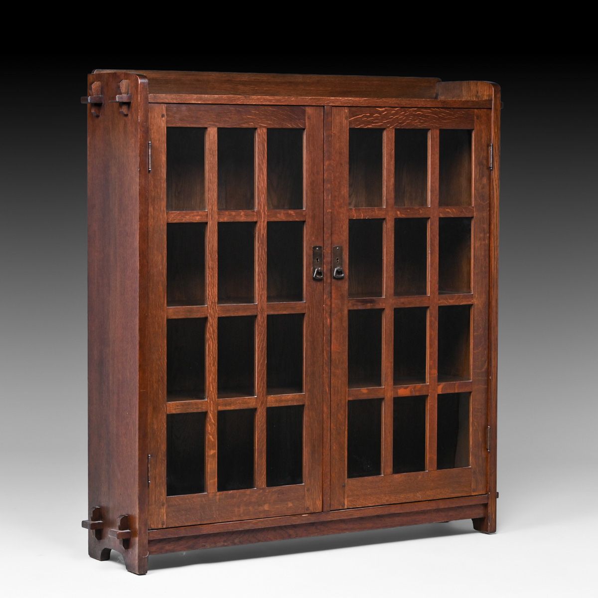 L&JG Stickley Oak Tenon & Key Two-Door Bookcase c1908-1912