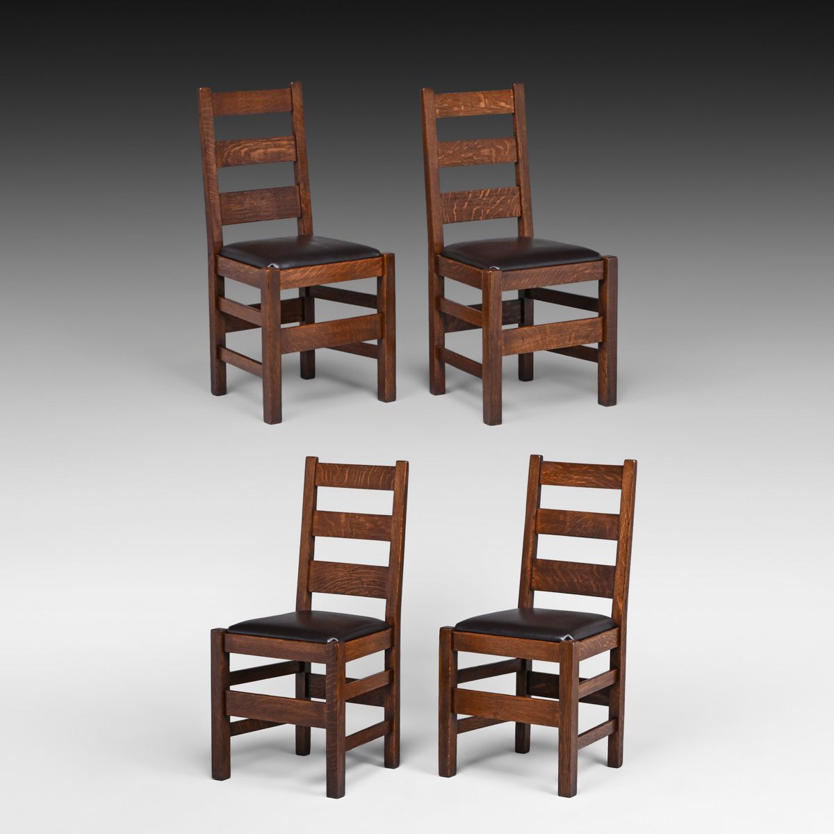 Stickley Brothers Set of 4 Ladderback Dining Chairs c1910