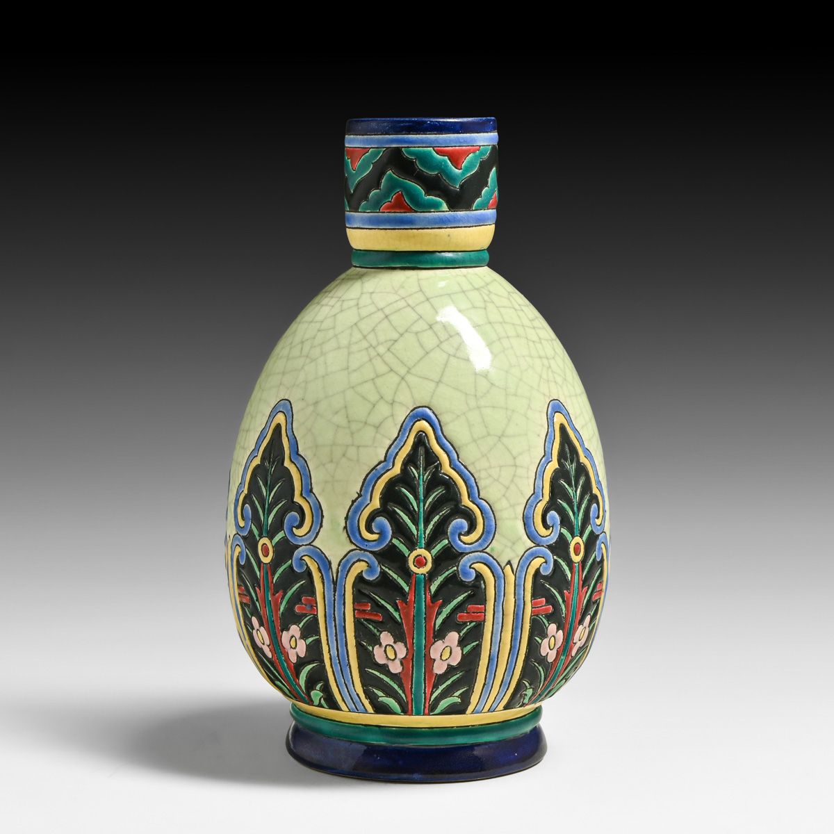 Longwy Emaux French Art Deco Vase c1920s