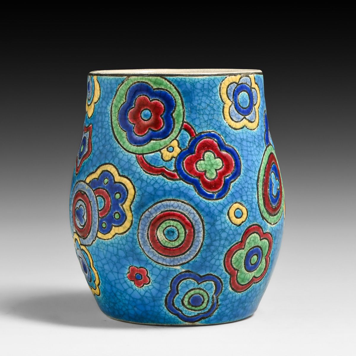 Longwy - French Art Deco Primavera Floral Vase c1920s