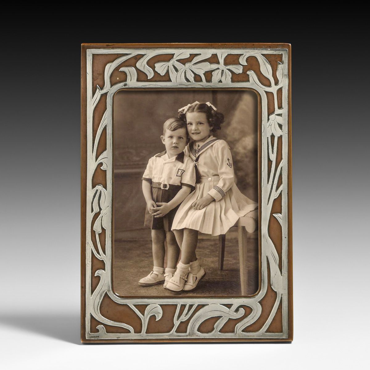 Heintz Sterling on Bronze Picture Frame c1915
