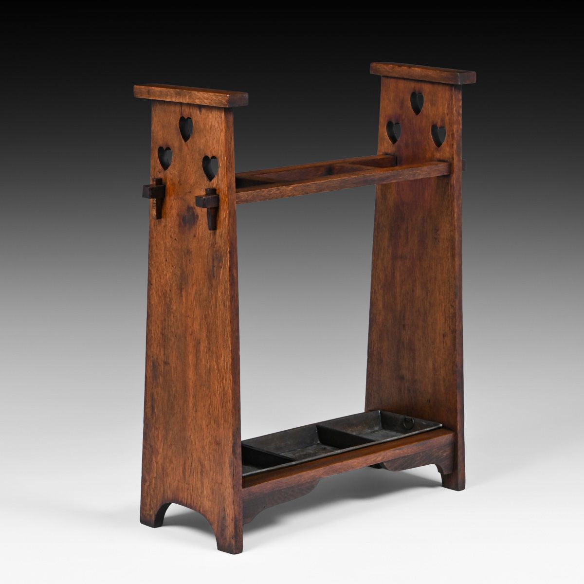 Liberty & Co Arts & Crafts Oak Heart Cutout Umbrella Stand c1900