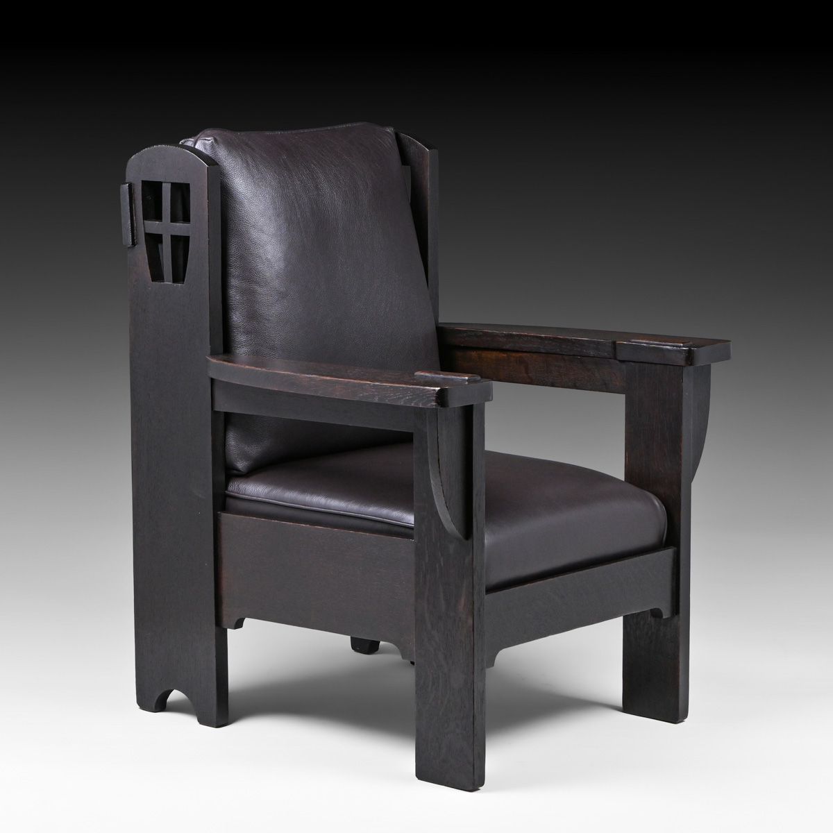Shop of the Crafters - Oscar Onken Massive Oak Cutout Armchair c1905