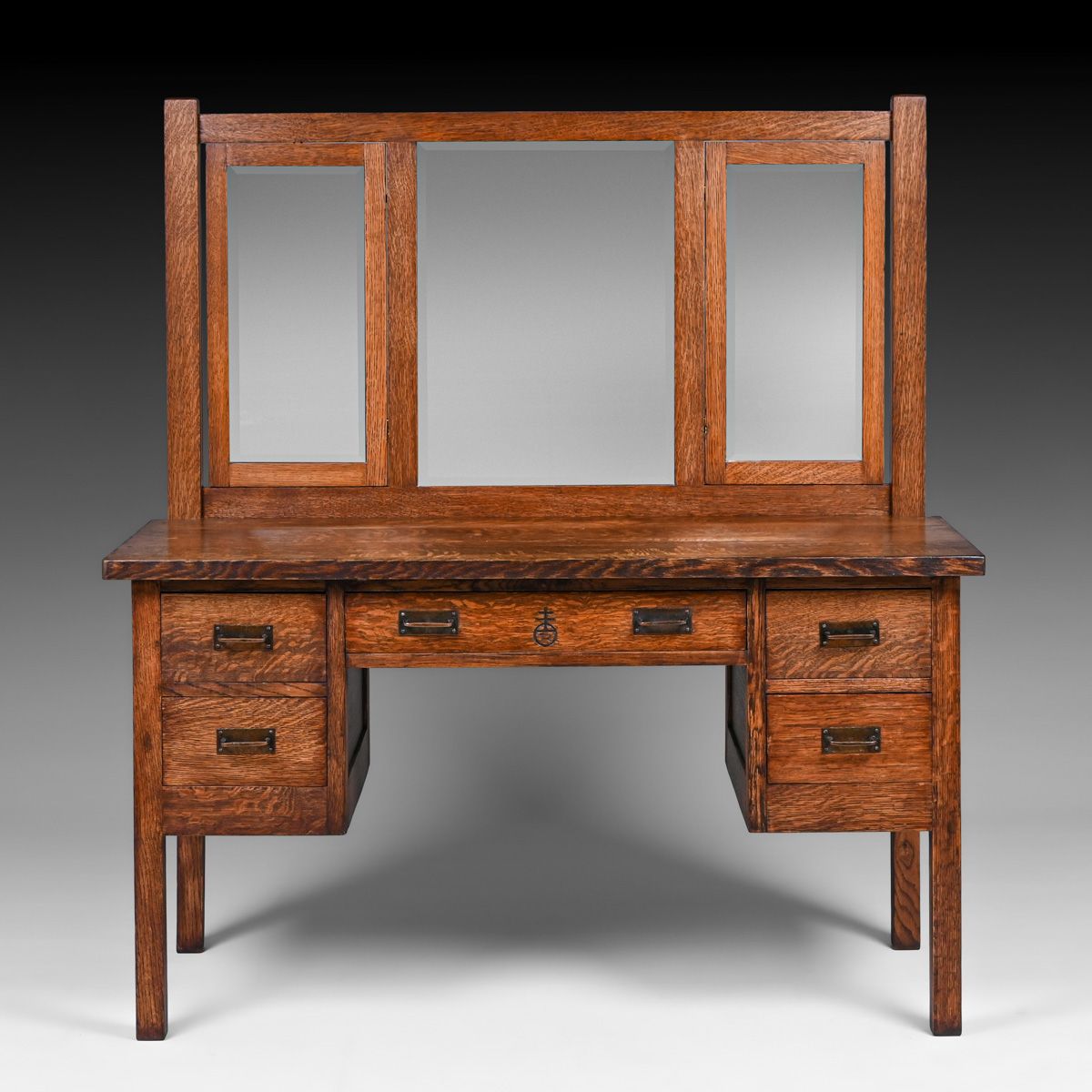 Important Roycroft Grove Park Inn Oak Dressing Table c1913