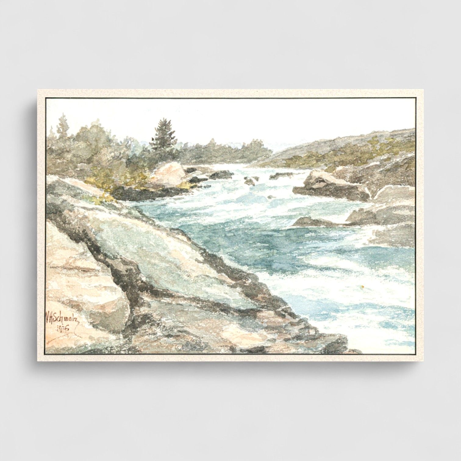 W.H. Schmalz Watercolor Mathias Falls Muskoka, Canada 1926