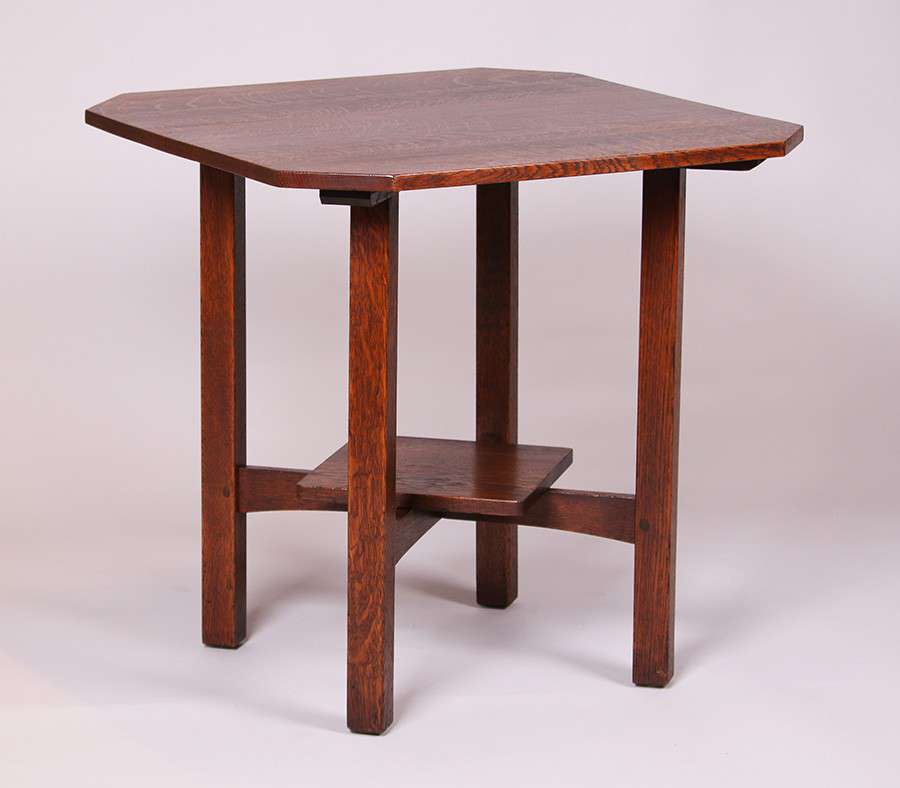 L&JG Stickley Large Clip-Corner Lamp Table | California Historical Design